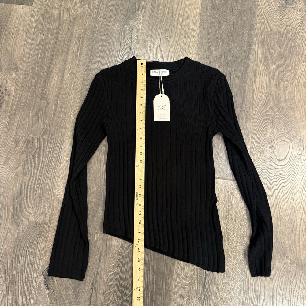 Black Ribbed Long Sleeve Top - Picture 7 of 8